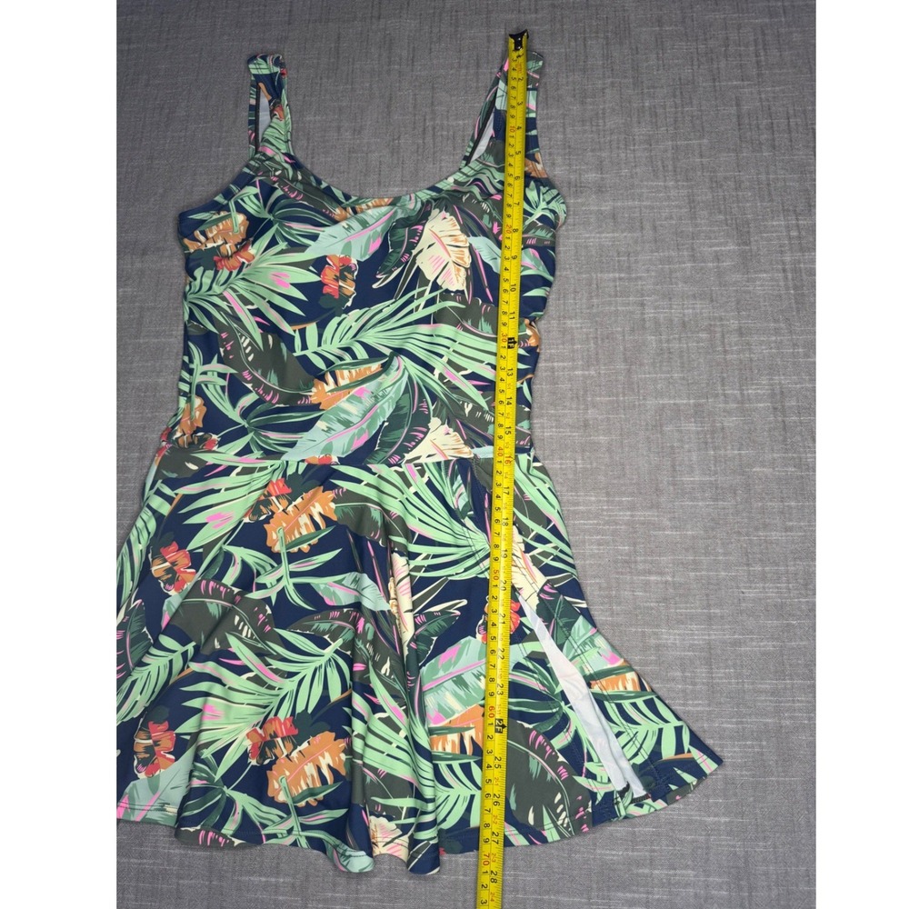 Shore Shapes Tropical Palm Print Swim Dress One Piece Swimsuit Navy Green 10 - Picture 4 of 11